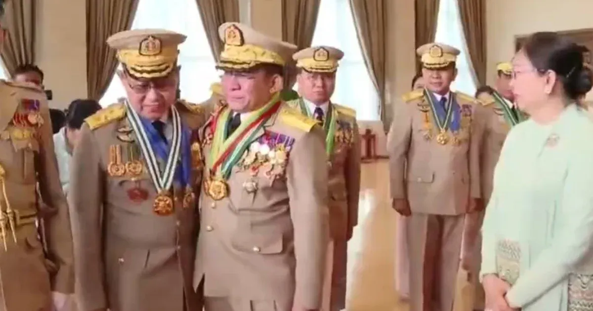 Min Aung Hlaing, who broke down in tears after handing over the responsibility