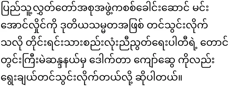 The People's Hluttaw elected Min Aung Hlaing as Vice President