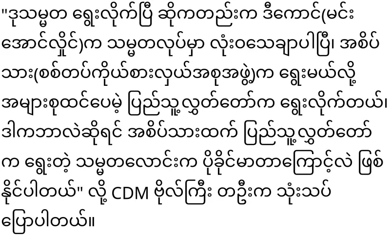 The People's Hluttaw elected Min Aung Hlaing as Vice President