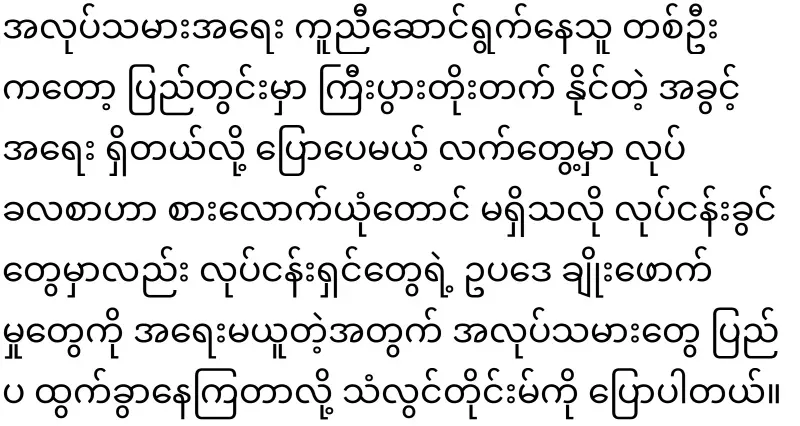 Min Aung Hlaing that can grow domestically