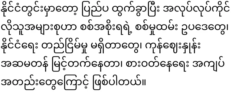 Min Aung Hlaing that can grow domestically