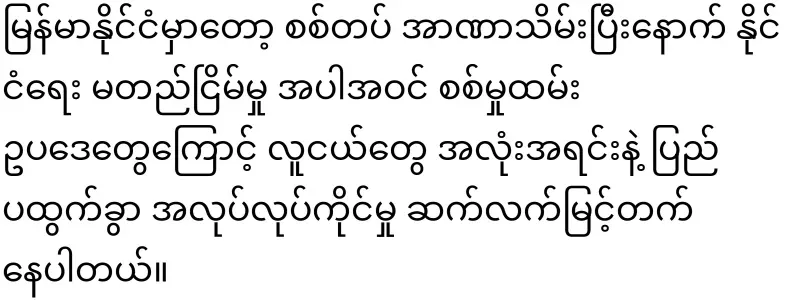 Min Aung Hlaing that can grow domestically
