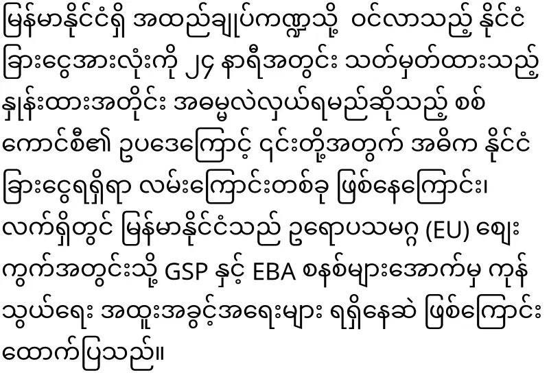 The World Labor Organization has joined the Myanmar issue