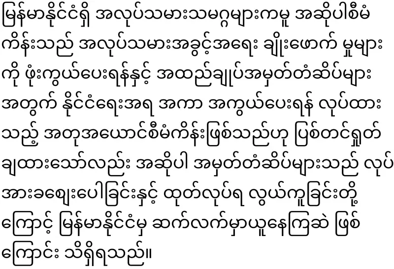 The World Labor Organization has joined the Myanmar issue