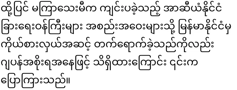 The Japanese Foreign Minister has said that to the Burmese army