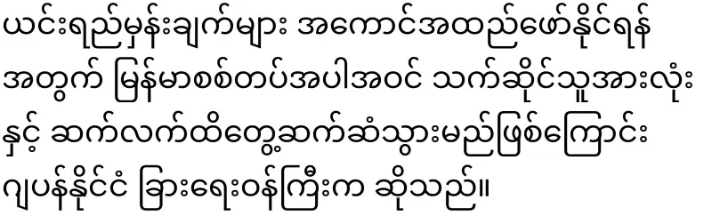 The Japanese Foreign Minister has said that to the Burmese army