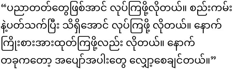 Dictator Min Aung Hlaing told young people to reduce their entertainment