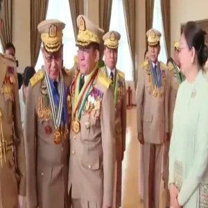 Min Aung Hlaing, who broke down in tears after handing over the responsibility